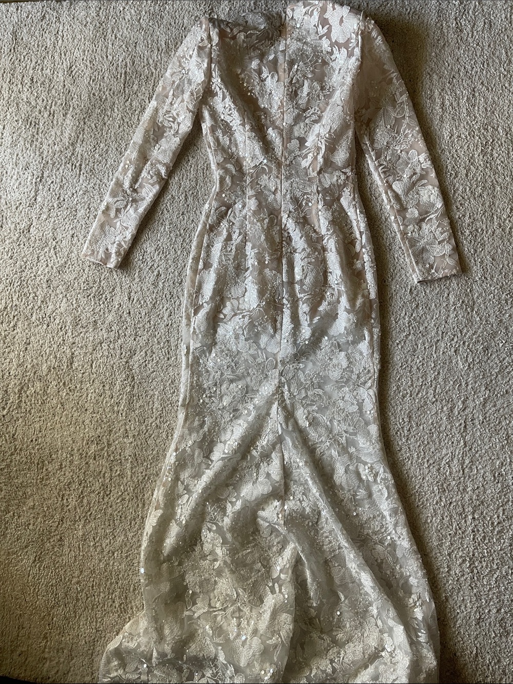 Nadine Merabi Sasha White Maxi Dress Long Sleeve Lace Floor Length - Picture 13 of 16